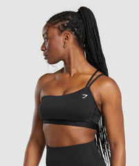 One Shoulder Sports Bra Black