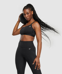One Shoulder Sports Bra Black