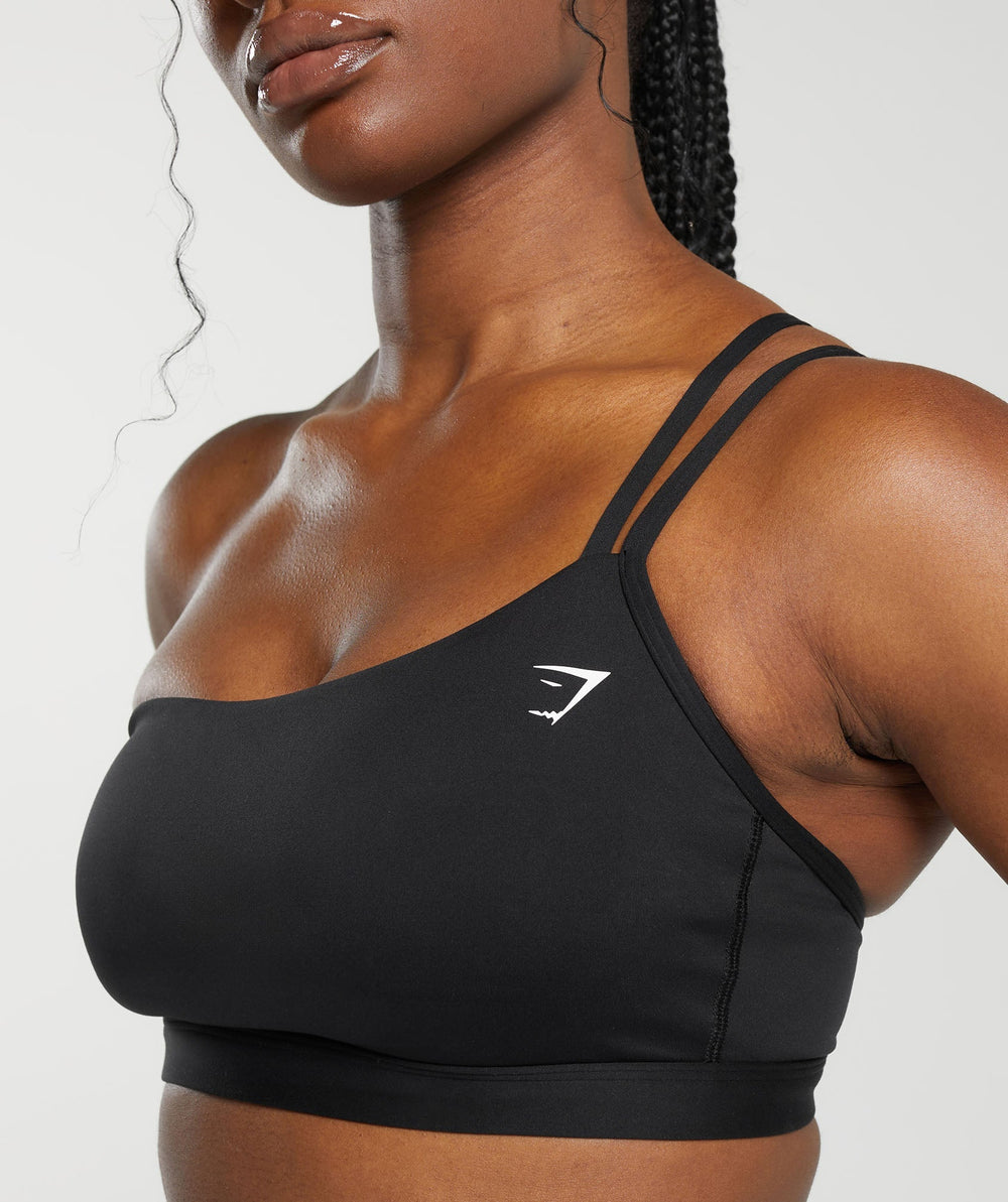 One Shoulder Sports Bra Black