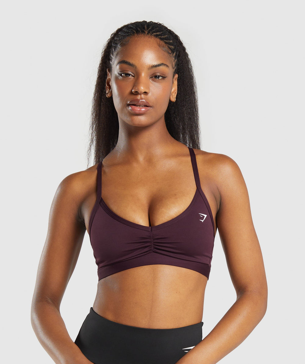 Ruched Strappy Sports Bra Depth Purple