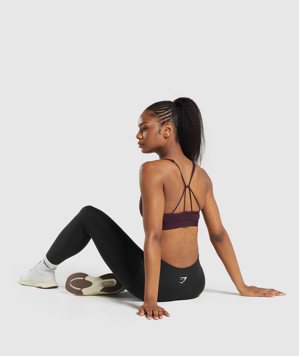 Ruched Strappy Sports Bra Depth Purple