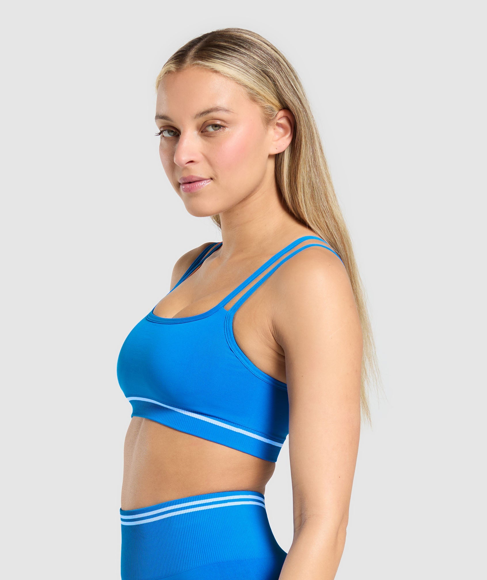 Contrast Seamless Sports Bra Barbell Blue
