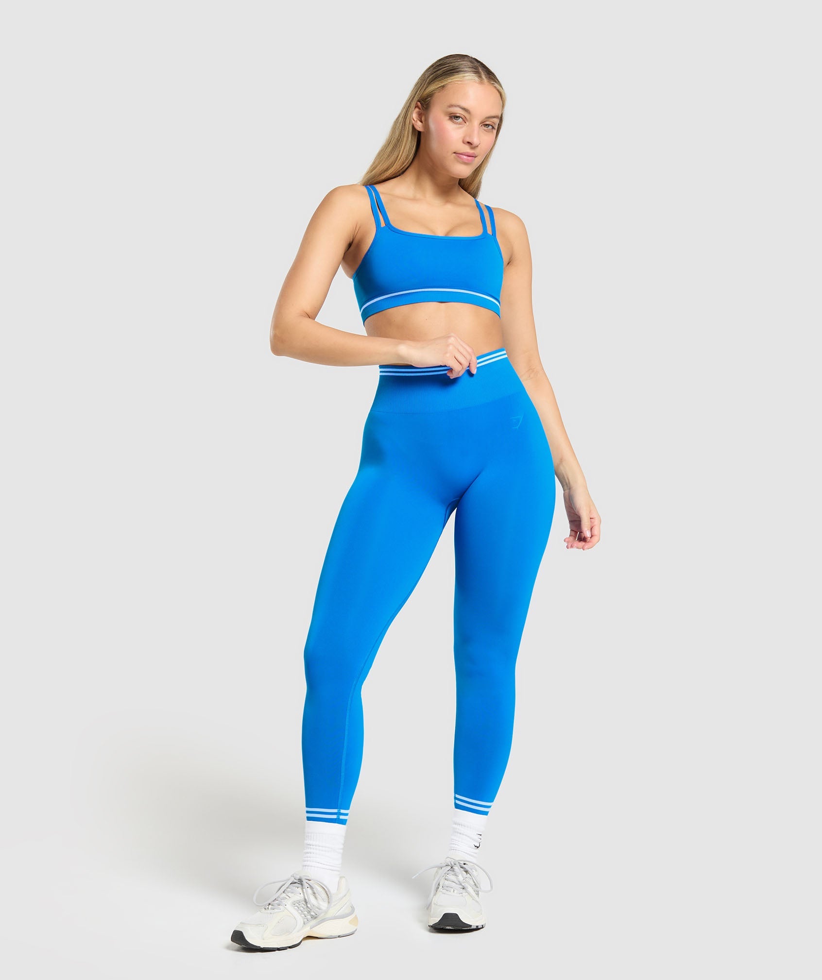 Contrast Seamless Sports Bra Barbell Blue