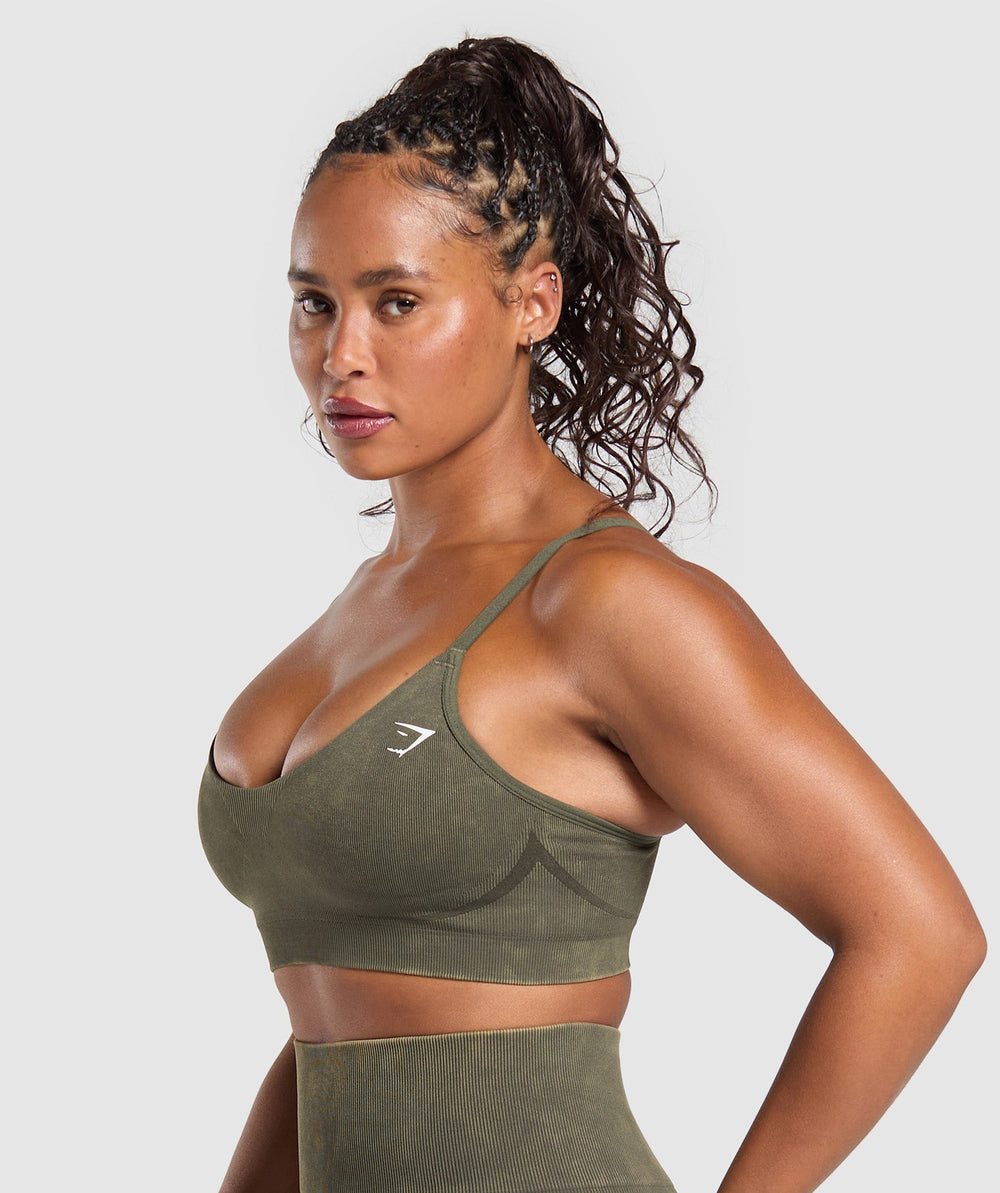 Gains Seamless Washed Sports Bra Strength Green