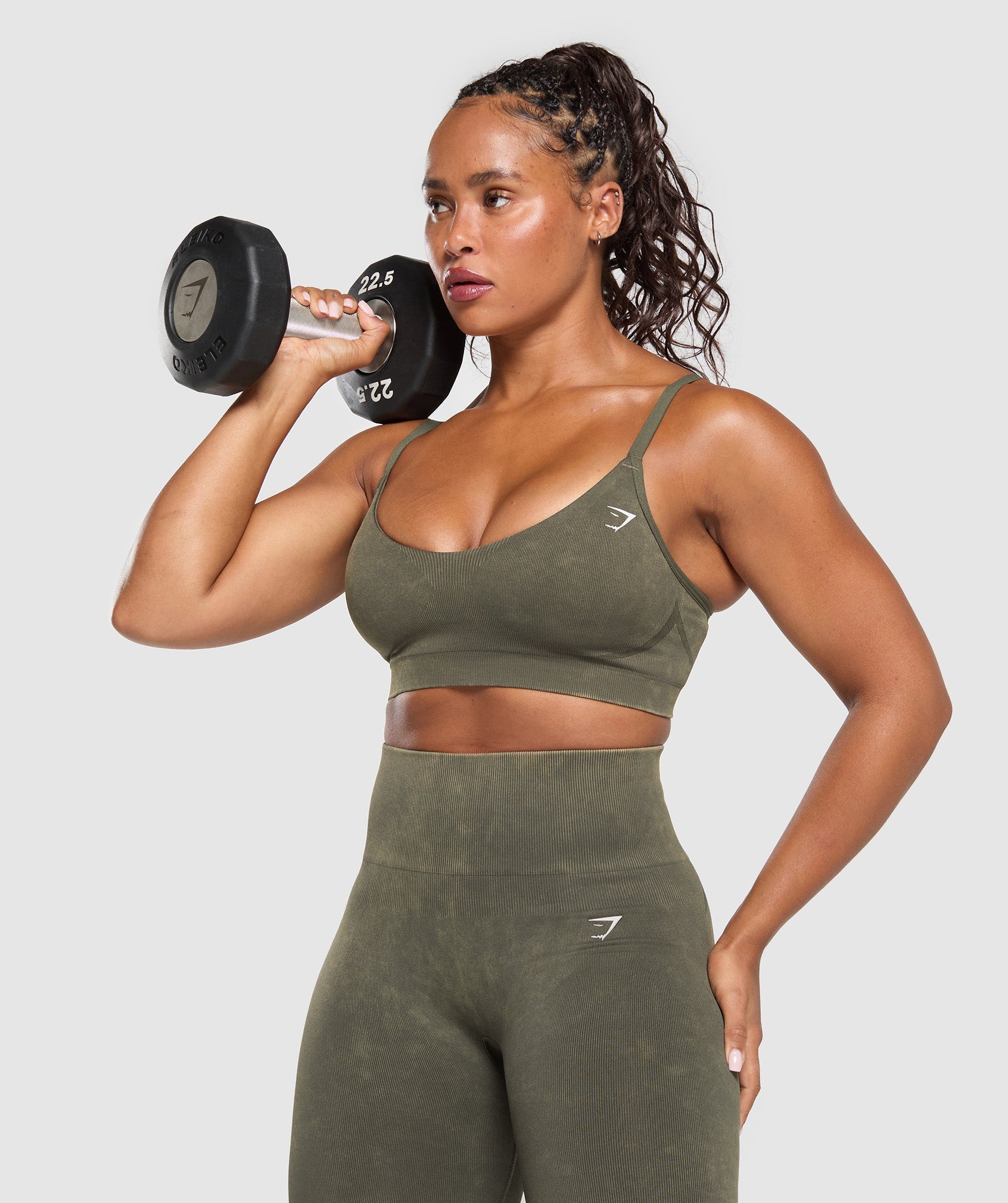 Gains Seamless Washed Sports Bra Strength Green