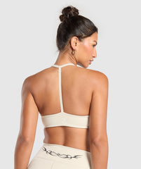 Elevate Tattoo Graphic Sports Bra Cream Beige