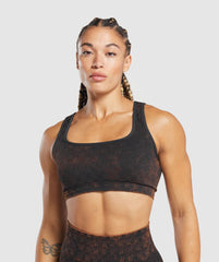 Check Seamless Washed Sports Bra Black