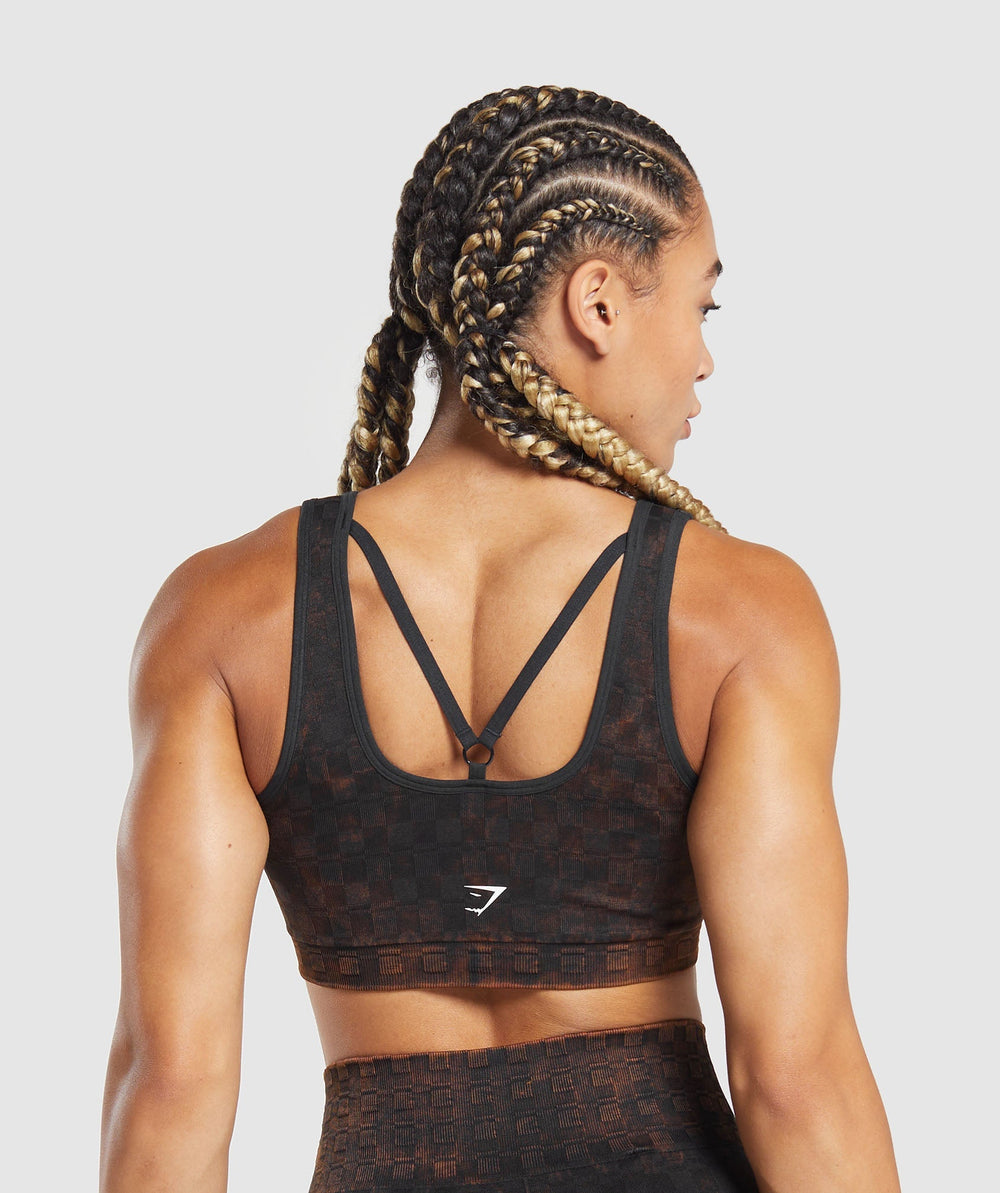 Check Seamless Washed Sports Bra Black