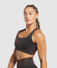 Check Seamless Washed Sports Bra Black