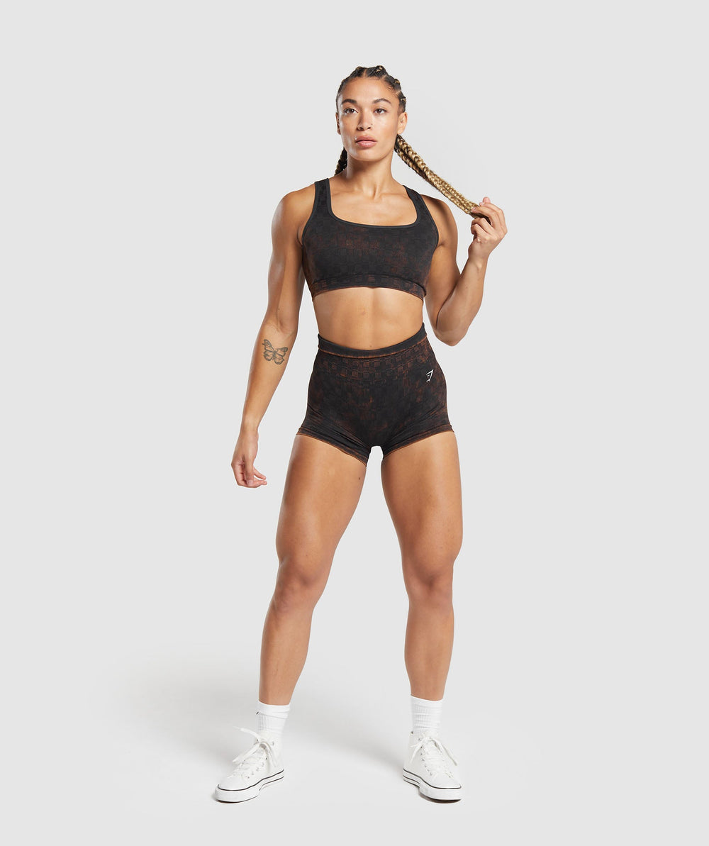 Check Seamless Washed Sports Bra Black
