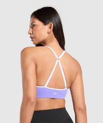 Contrast Trim Halter Neck Sports Bra Record Purple/Fresh Lilac
