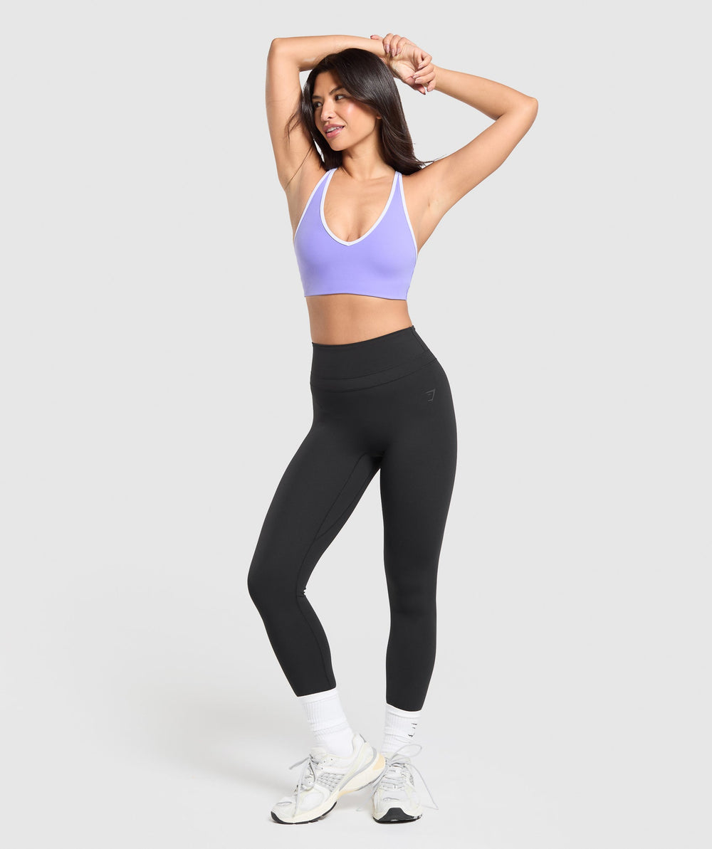Contrast Trim Halter Neck Sports Bra Record Purple/Fresh Lilac