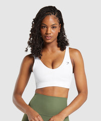 Ribbed Sports Bra White
