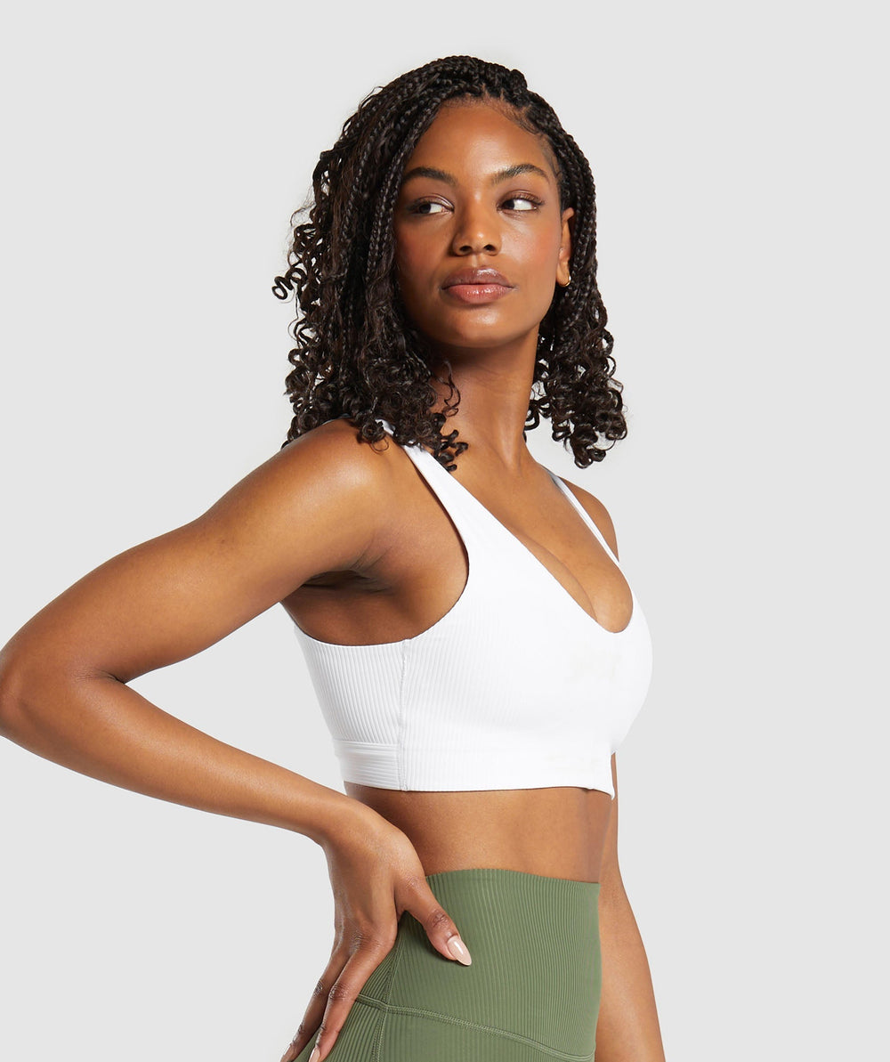 Ribbed Sports Bra White