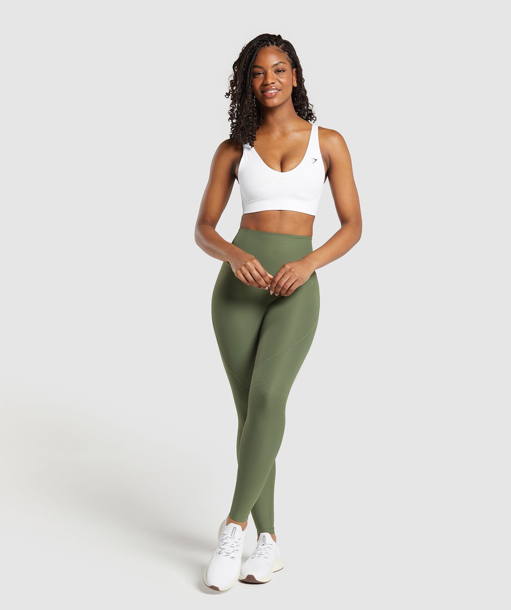 Ribbed Sports Bra White