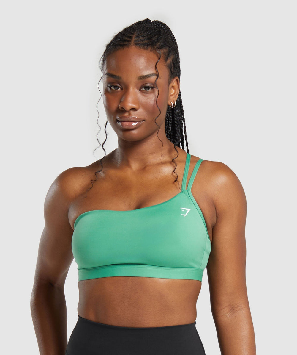 One Shoulder Sports Bra Lagoon Green
