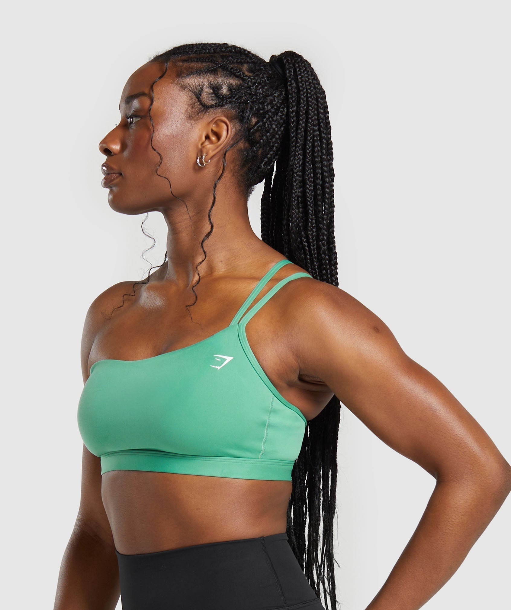One Shoulder Sports Bra Lagoon Green