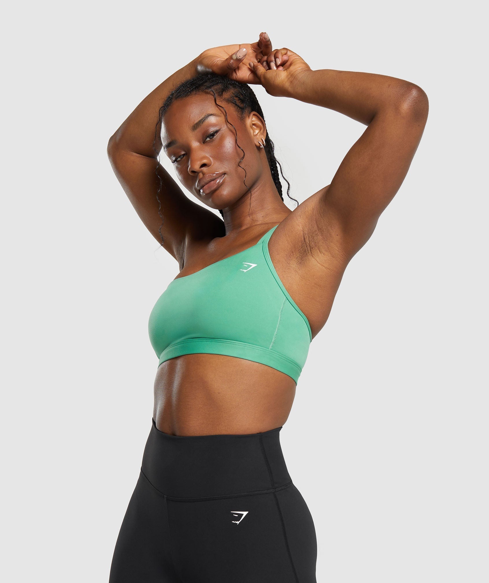 One Shoulder Sports Bra Lagoon Green