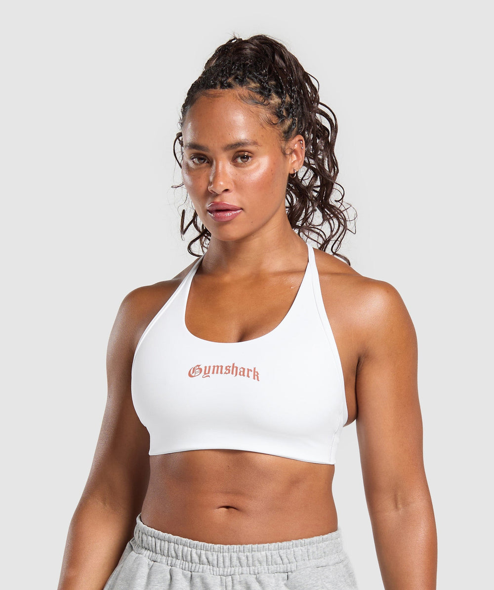 Strength Department Graphic Sports Bra White
