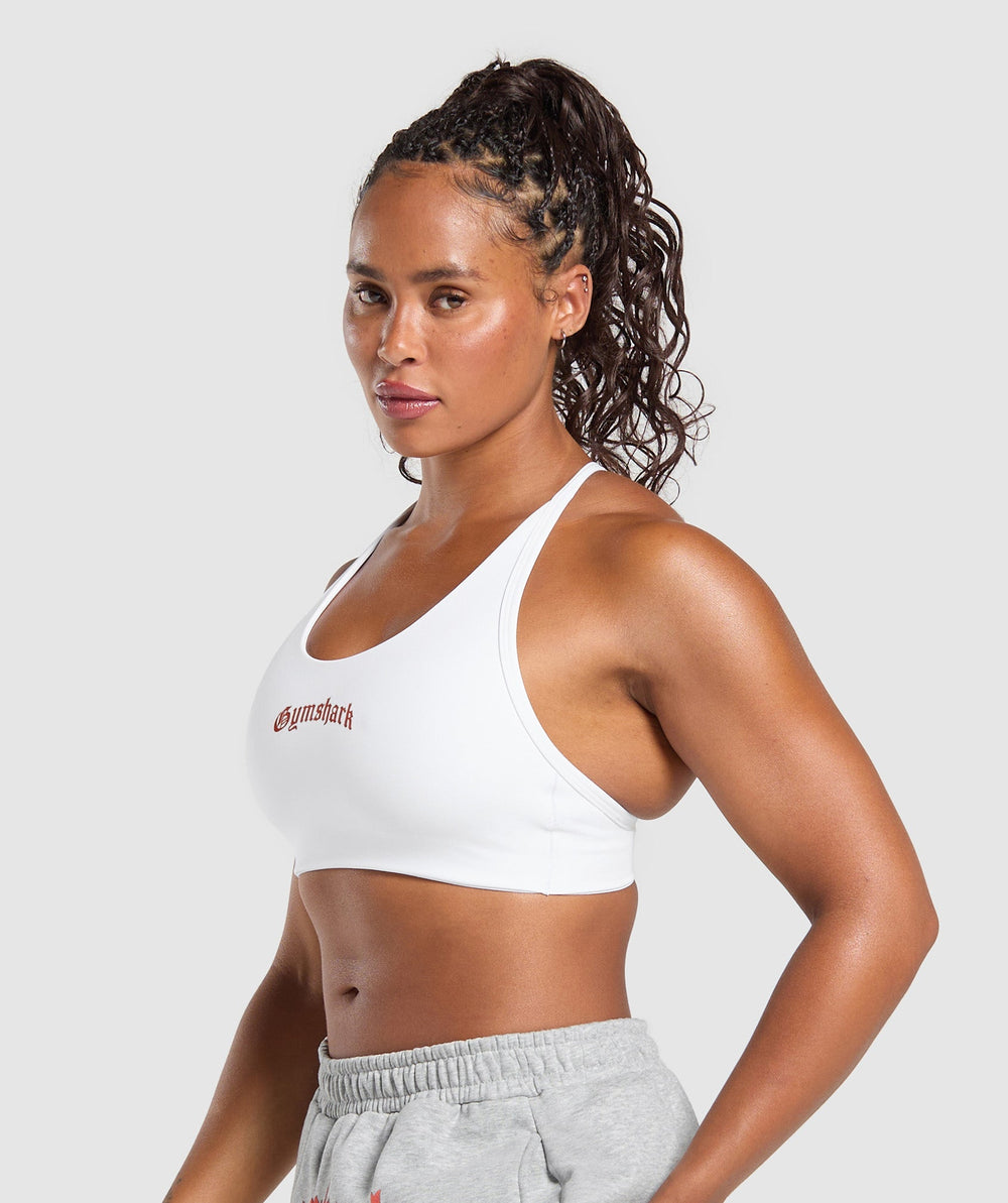 Strength Department Graphic Sports Bra White