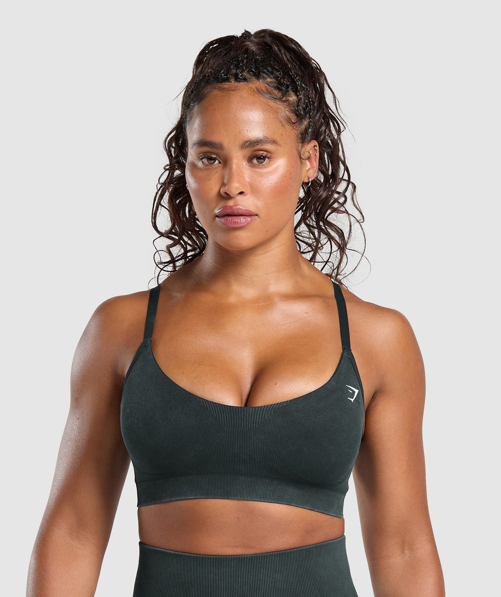 Gains Seamless Washed Sports Bra Black