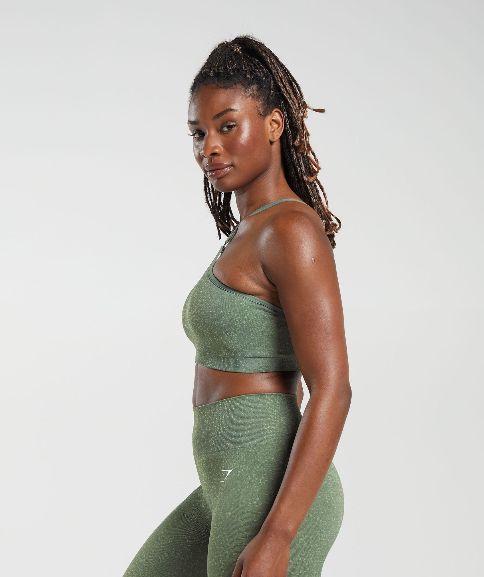 Adapt Fleck Seamless Halterneck Bralette Dusk Green/Light Sage Green