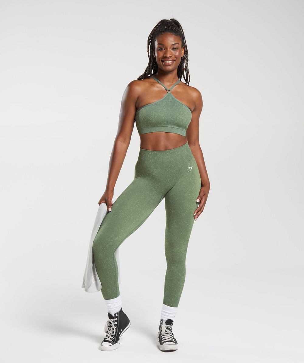 Adapt Fleck Seamless Halterneck Bralette Dusk Green/Light Sage Green
