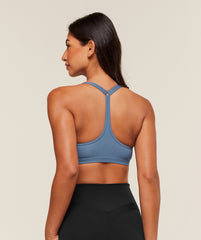 Cotton Racerback Sports Bra Worn Blue