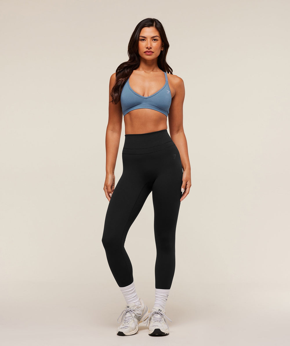 Cotton Racerback Sports Bra Worn Blue
