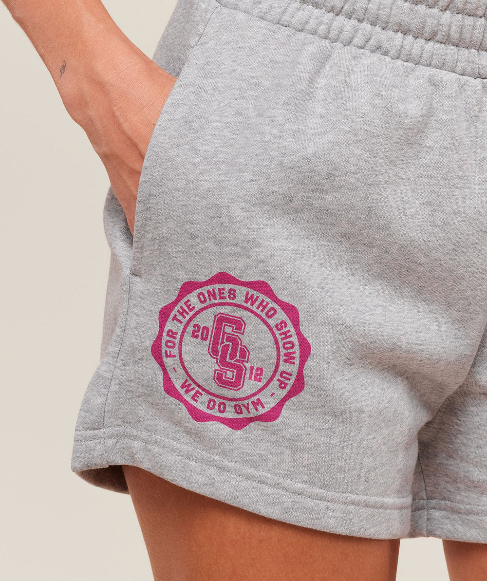 Collegiate Graphic Fleece Shorts Light Grey Core Marl