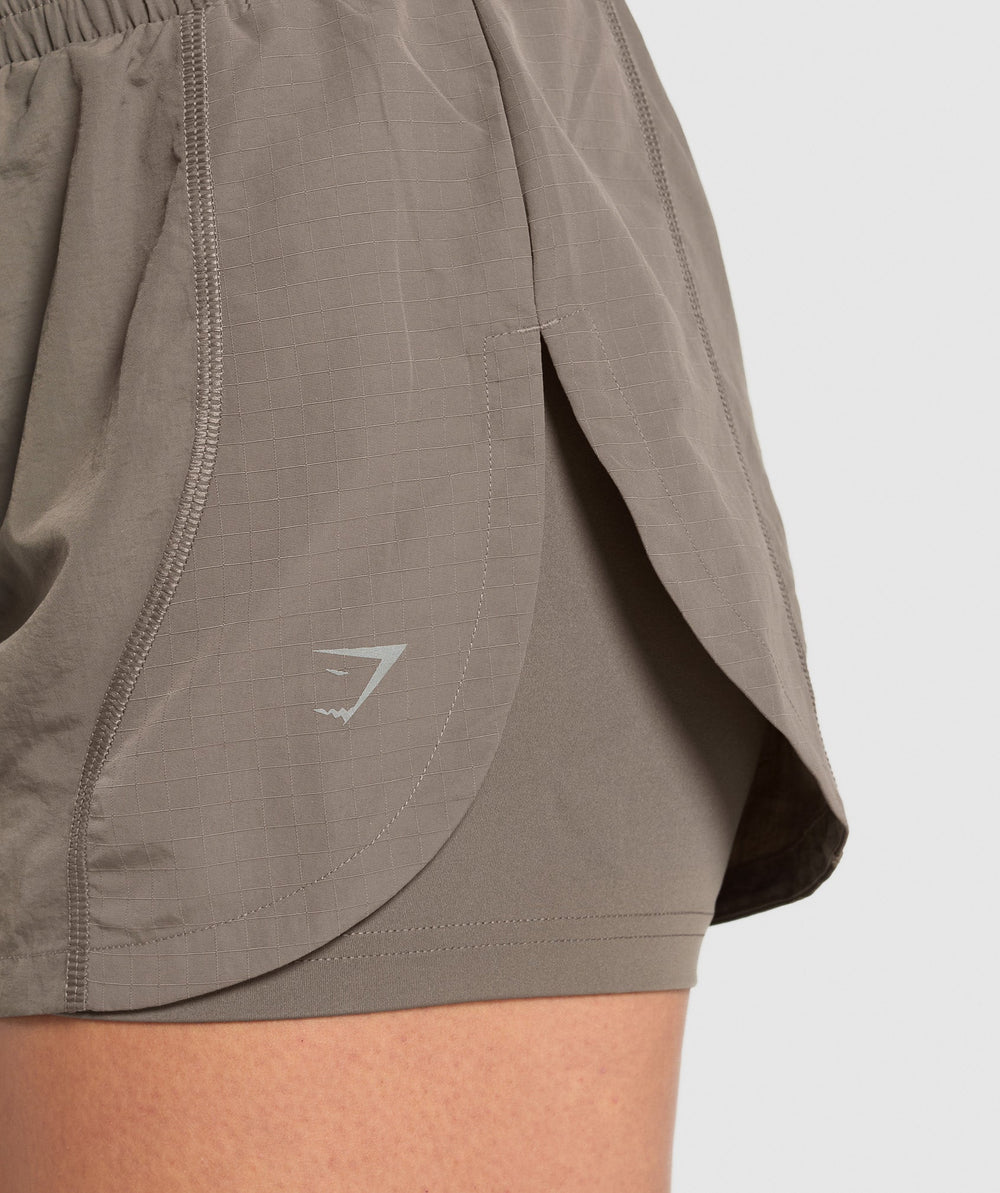 Running 2 in 1 Woven Shorts Camo Brown