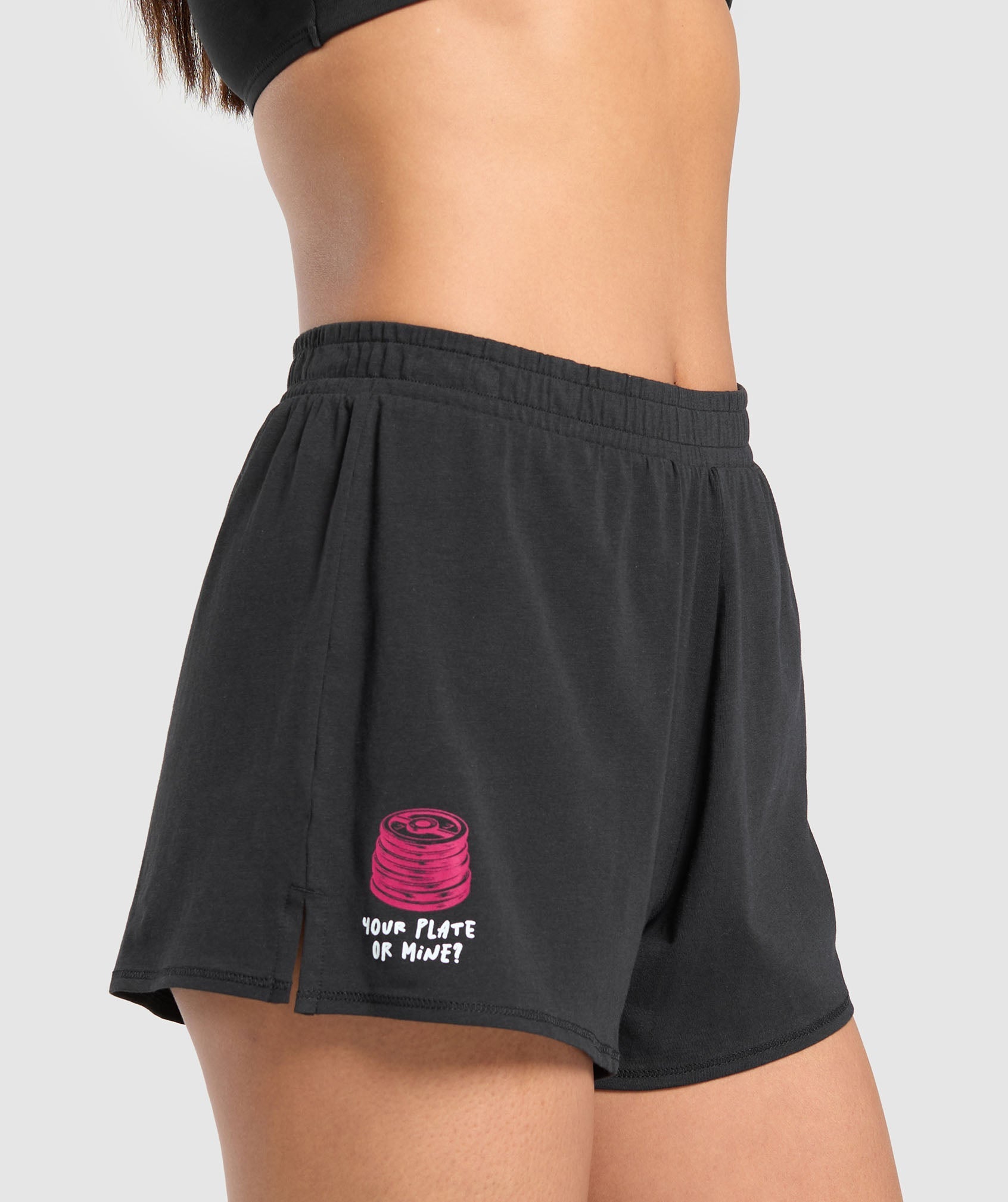 Your Plate or Mine Cotton Shorts Black