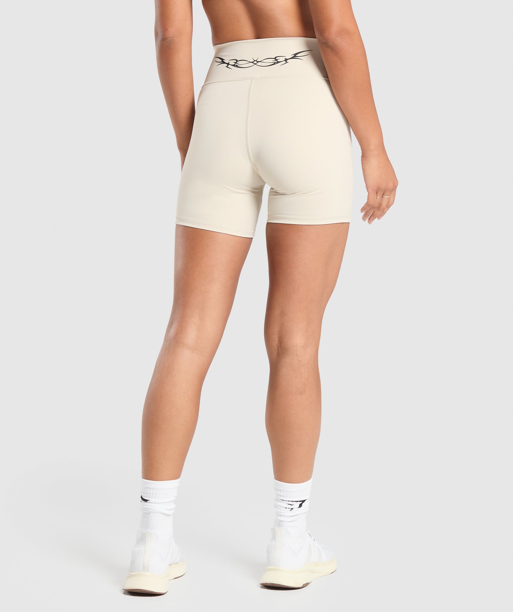 Elevate Tattoo Graphic Shorts Cream Beige