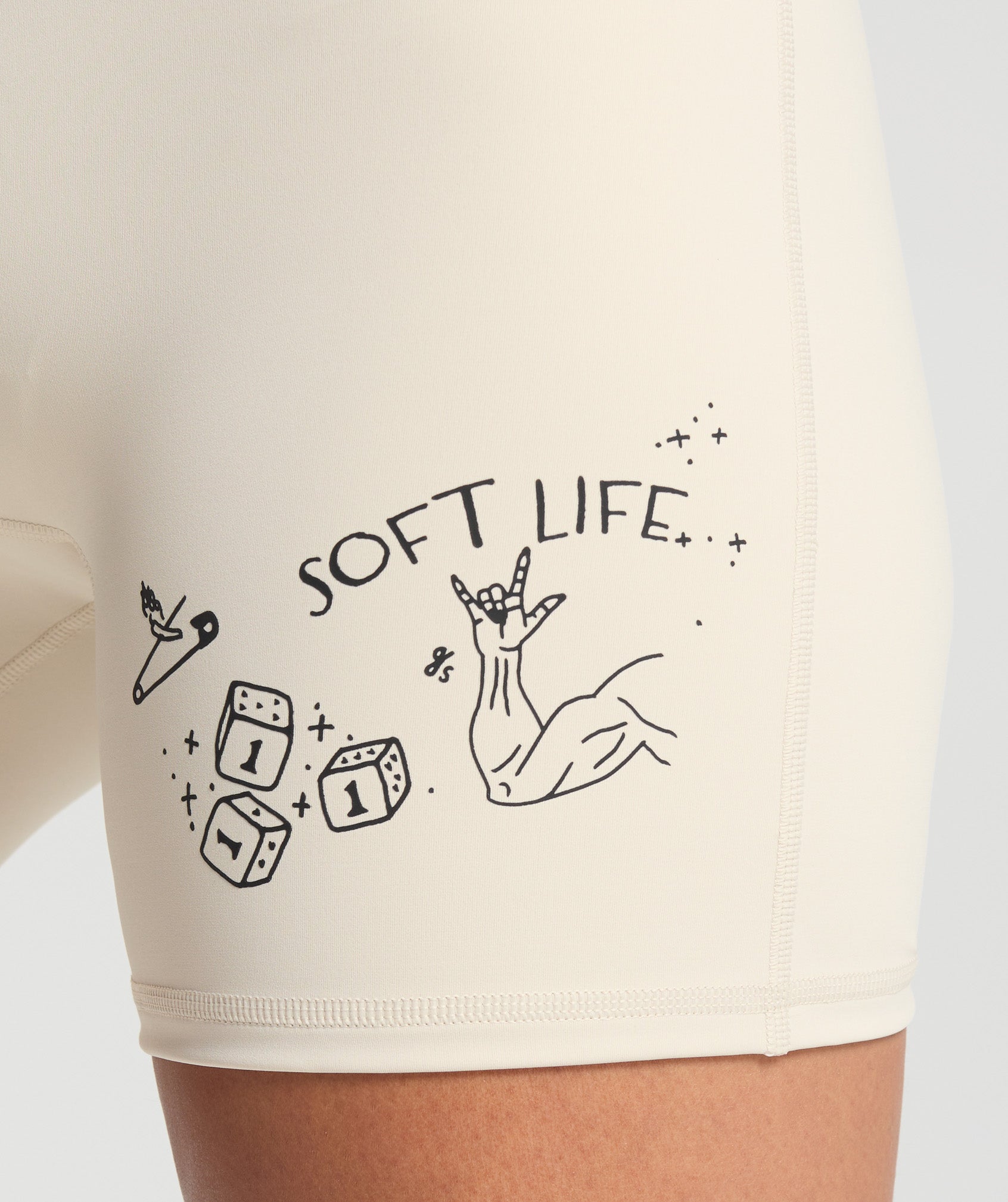 Elevate Tattoo Graphic Shorts Cream Beige
