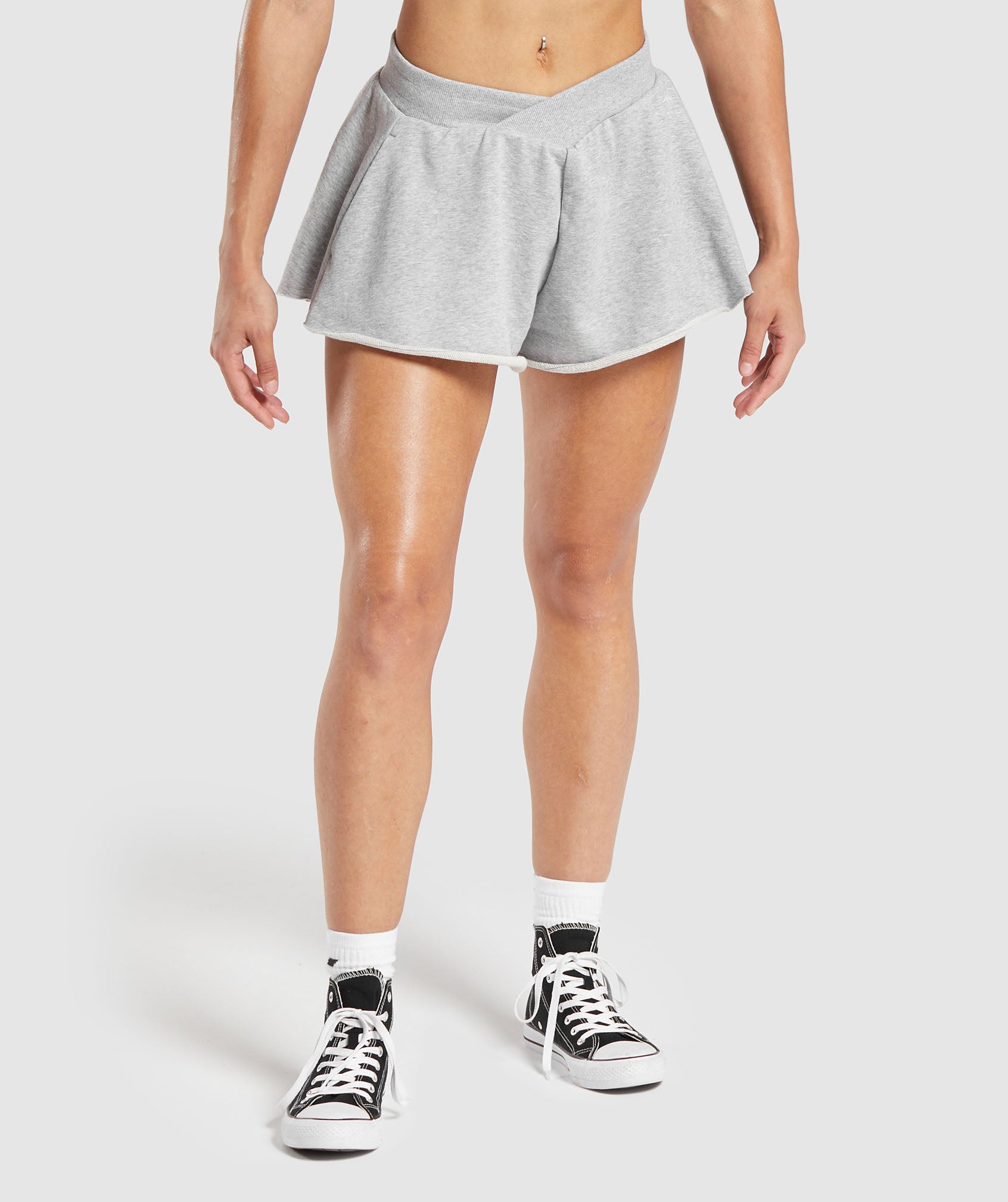 Lifting Crossover Cotton Shorts Light Grey Marl