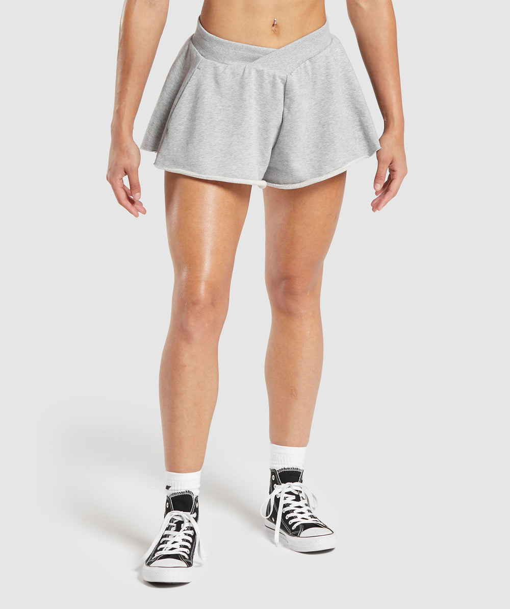 Lifting Crossover Cotton Shorts Light Grey Marl