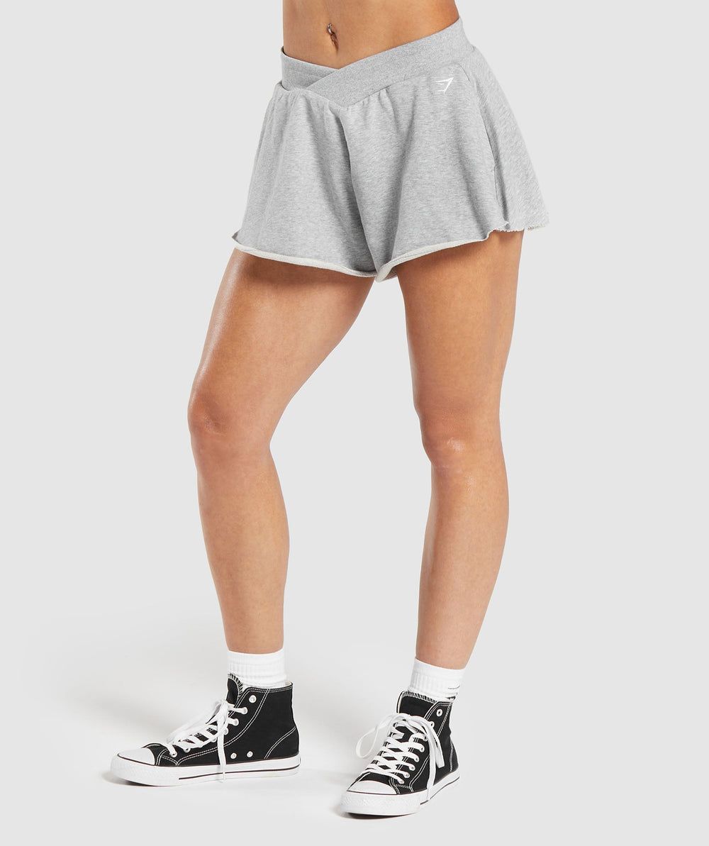 Lifting Crossover Cotton Shorts Light Grey Marl