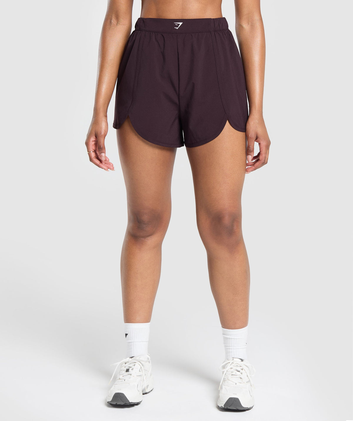Scallop Hem Shaped Shorts Plum Brown