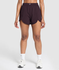 Scallop Hem Shaped Shorts Plum Brown