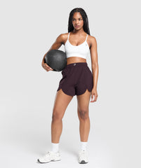 Scallop Hem Shaped Shorts Plum Brown