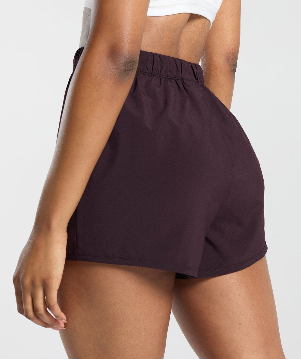 Scallop Hem Shaped Shorts Plum Brown