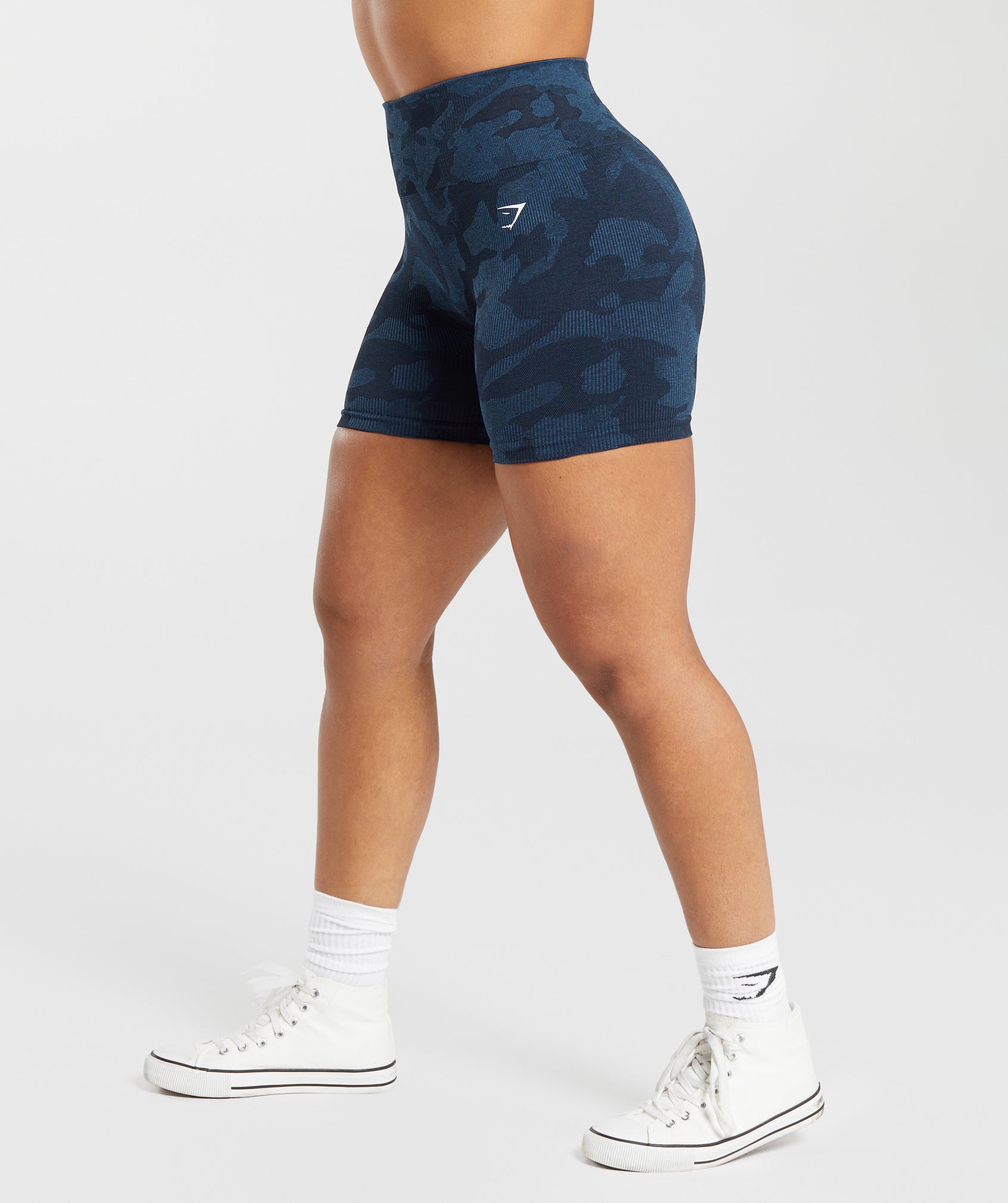 Adapt Camo Seamless Ribbed Shorts Midnight Blue/Ash Blue