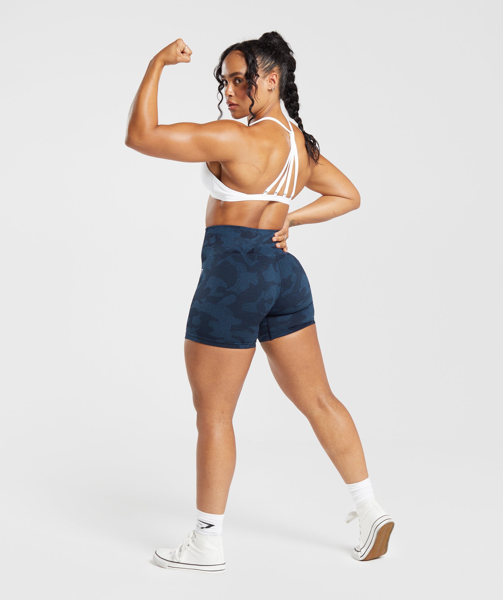 Adapt Camo Seamless Ribbed Shorts Midnight Blue/Ash Blue