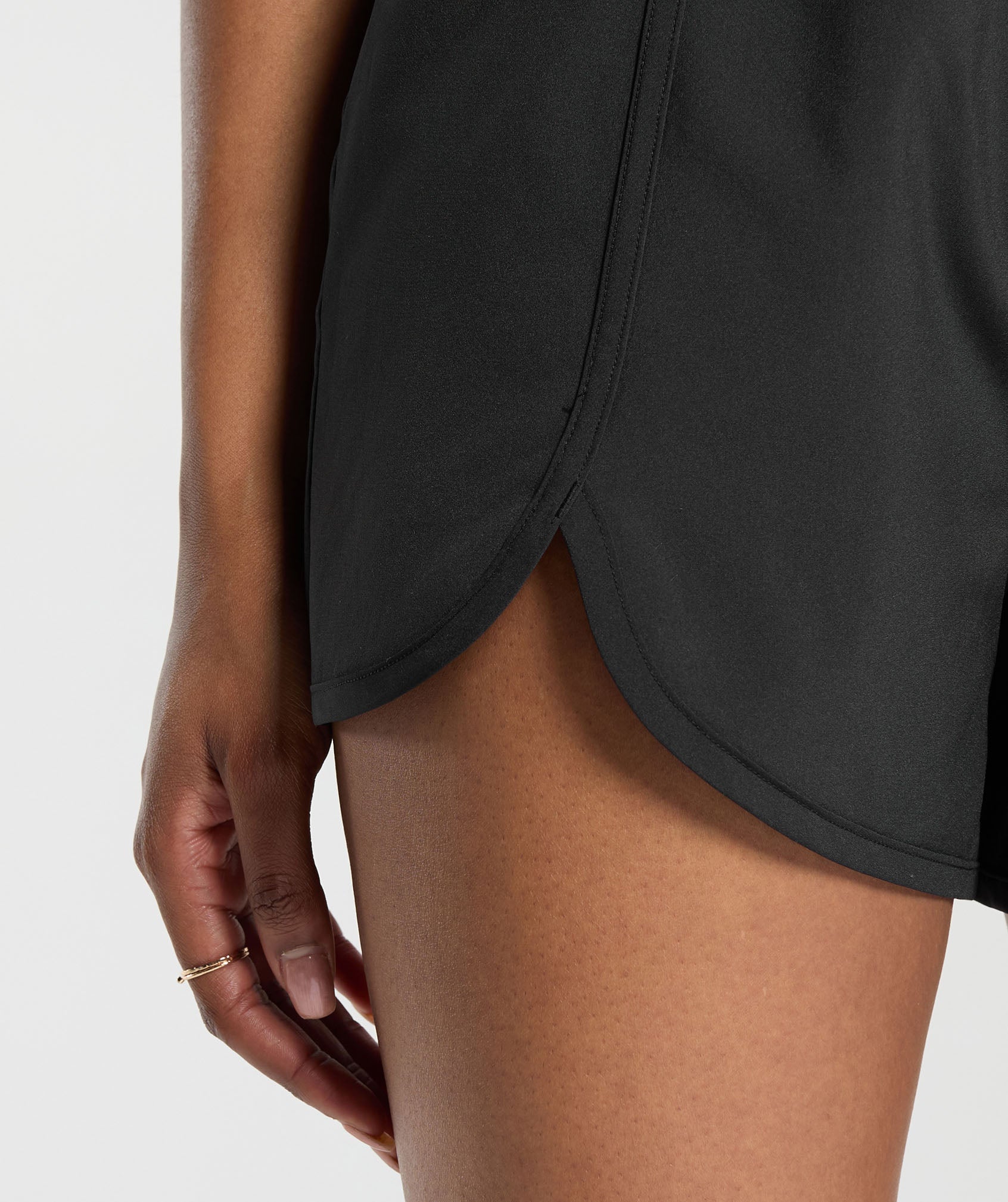 Scallop Hem Shaped Shorts Black