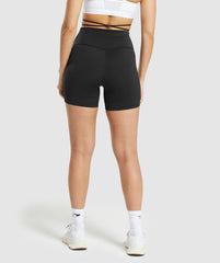 Ribbon Tie Waisted Shorts Black