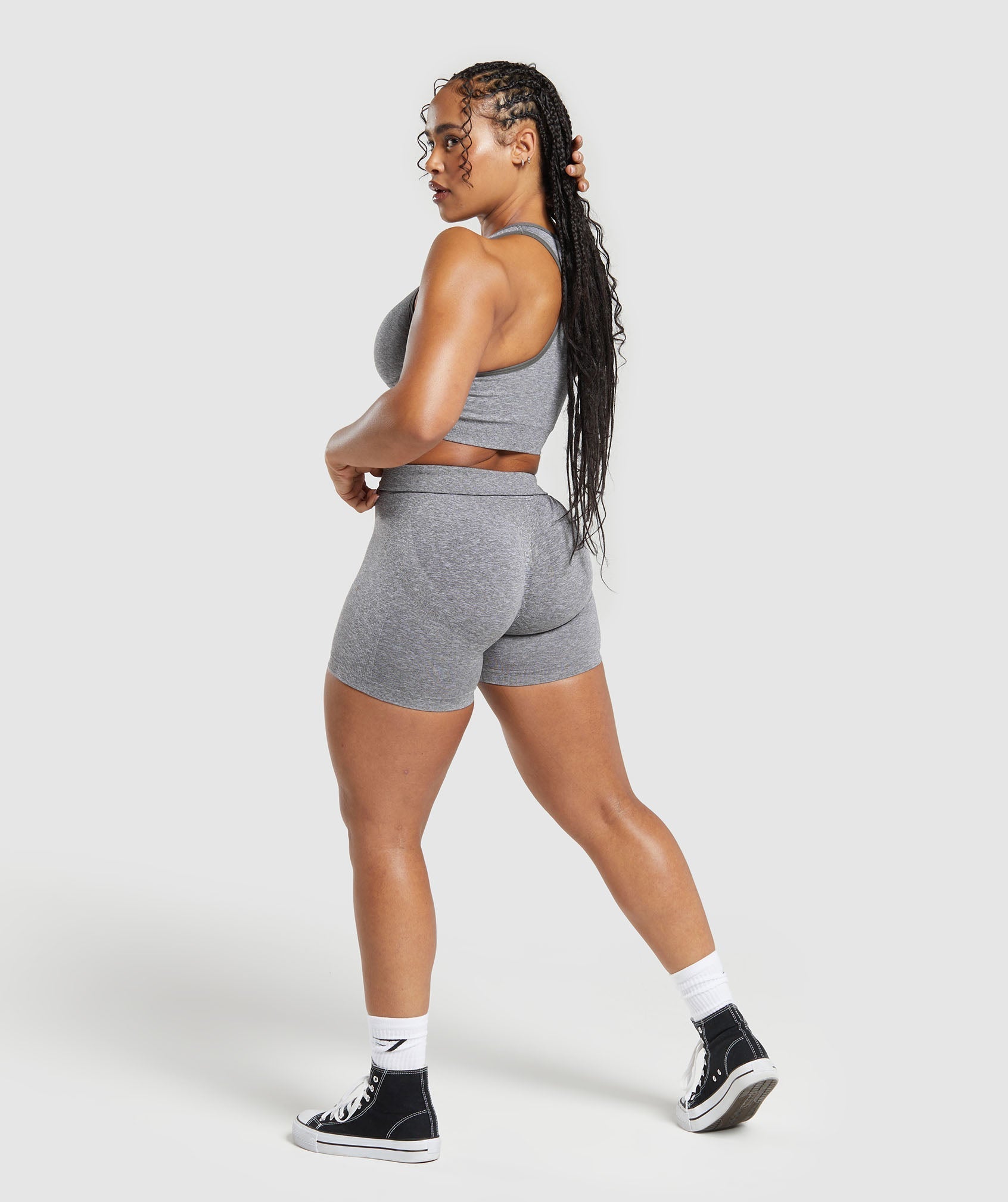 Lift Seamless Shorts Brushed Grey/White Marl