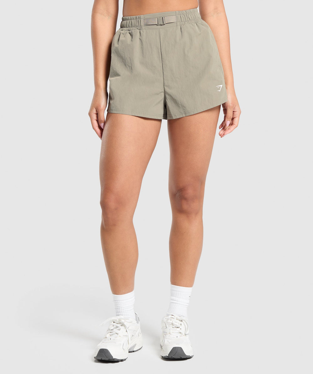 Buckle Waisted Shorts Linen Brown