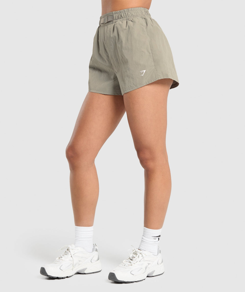 Buckle Waisted Shorts Linen Brown