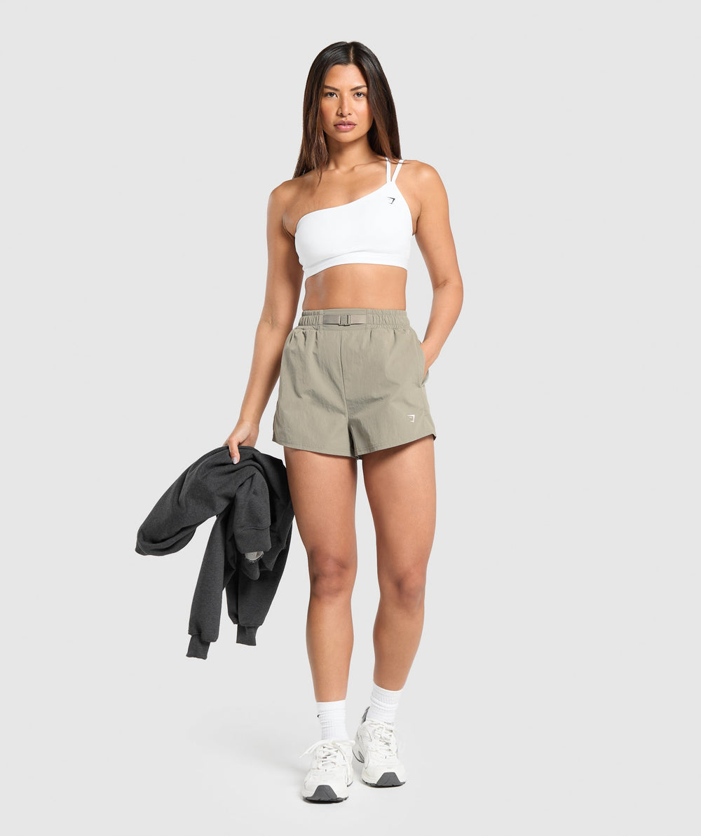 Buckle Waisted Shorts Linen Brown