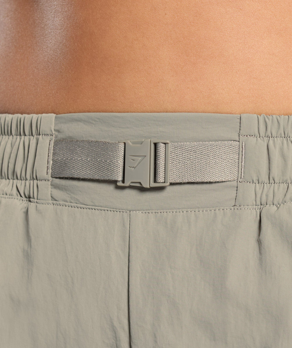 Buckle Waisted Shorts Linen Brown